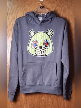OWNYC Dior Gray Bear Graphic Hoodie Bear Family Med New